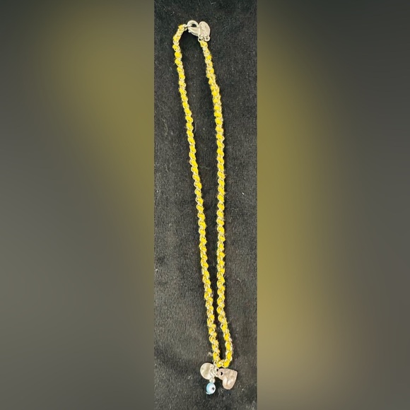 AEO Yellow Woven Charm Bracelet with Hearts and Evil Eye Bead - Picture 2 of 4